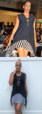 Jazzy Diversion Dress in Navy with Navy/White Striped Skirt Detail
